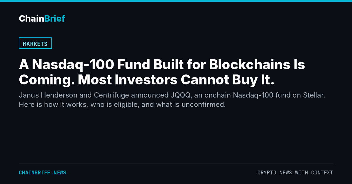 A Nasdaq-100 Fund Built for Blockchains Is Coming. Most Investors Cannot Buy It.